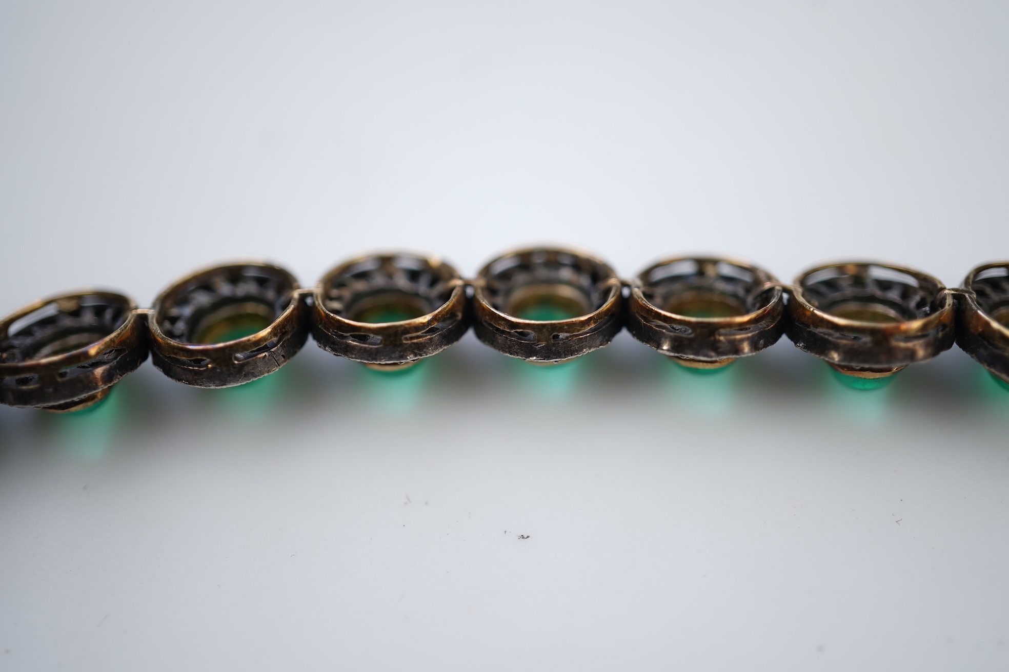 An emerald and diamond bracelet